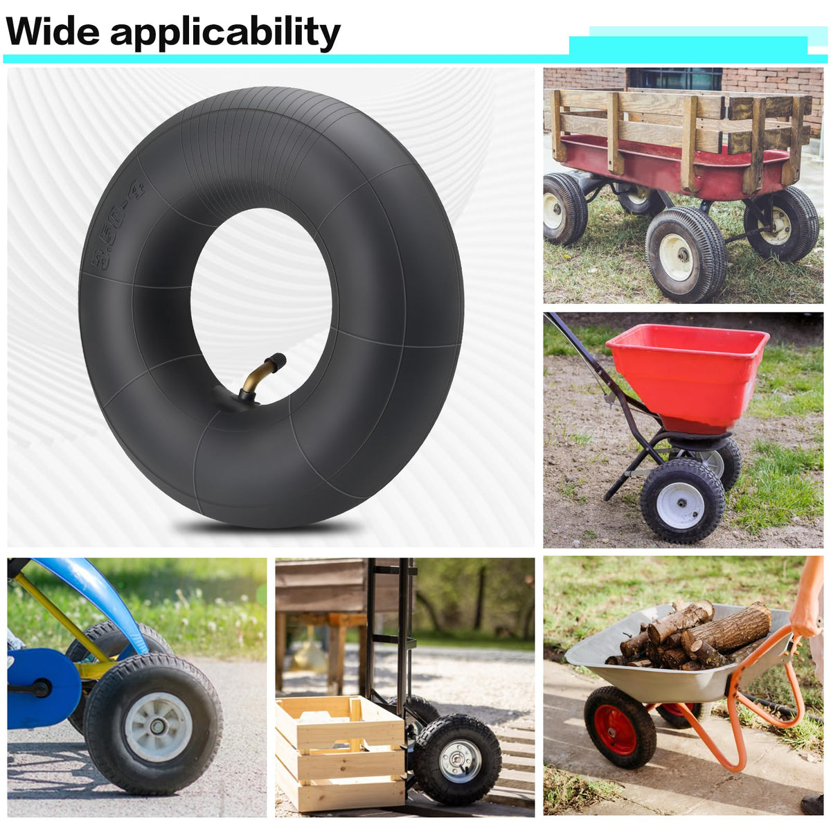 Heavy-duty design suited for a range of outdoor carts and trailers
