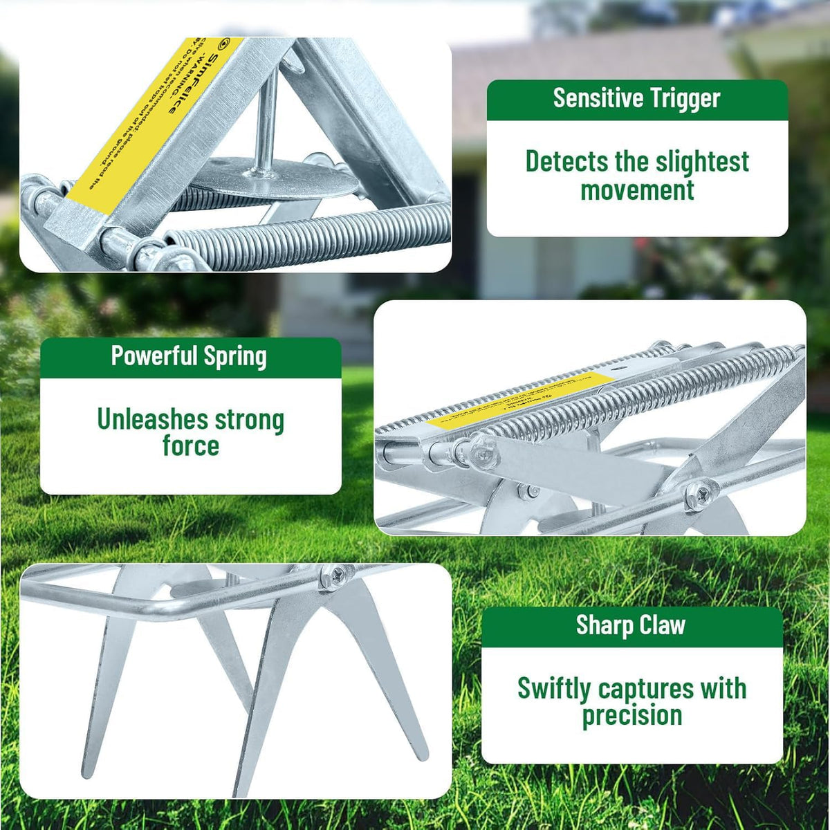 Simfelice safe operation mole trap for easy outdoor setup.