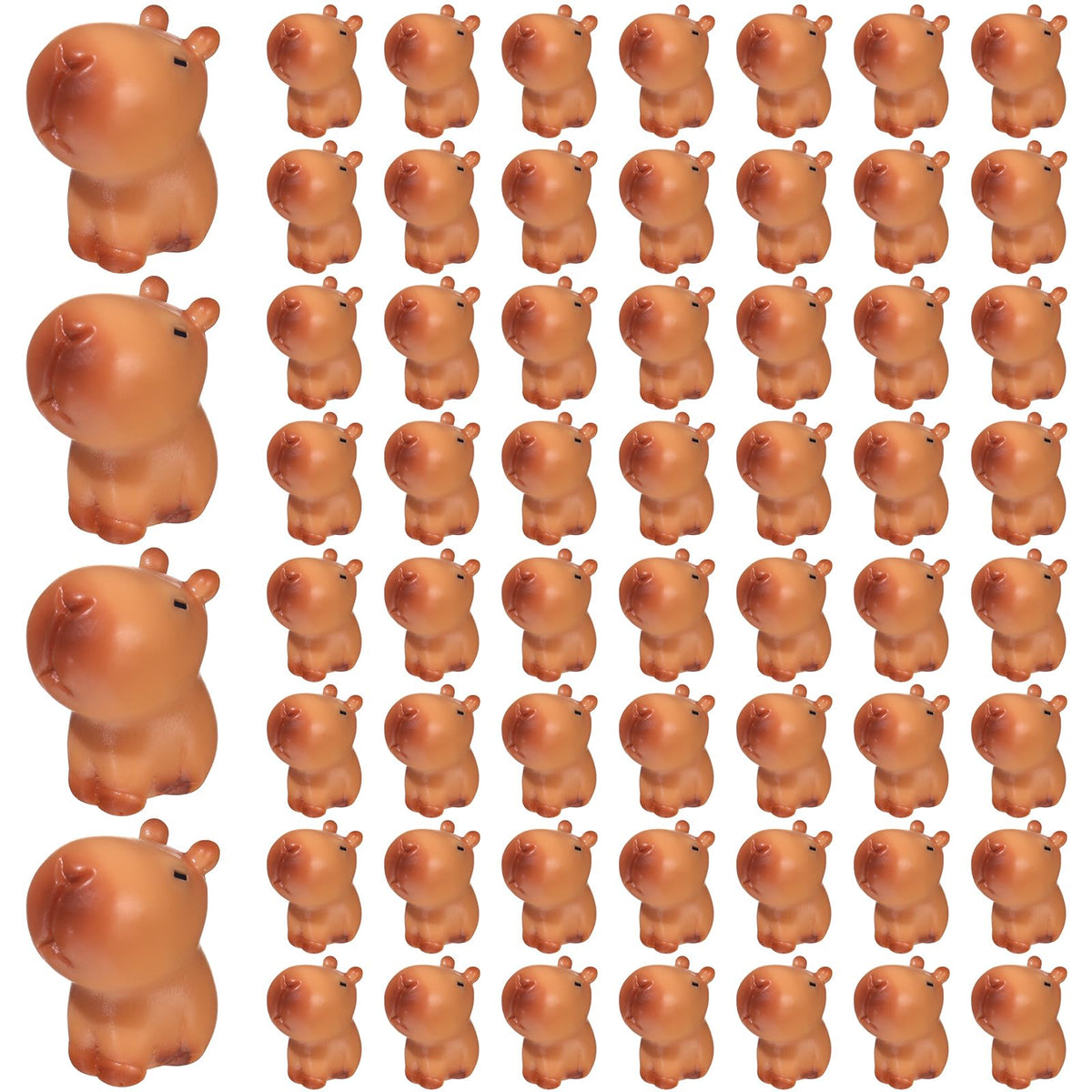 Simgoing capybara figurines on cake toppers with brown resin detail