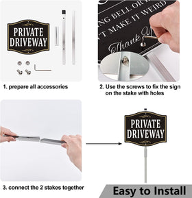 Simkha easy-install driveway sign with ground stake.