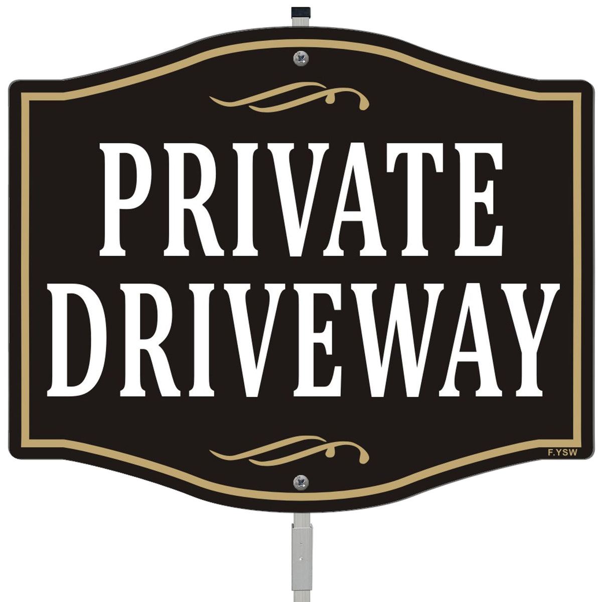 Simkha private driveway sign with 35-inch stake for high visibility.