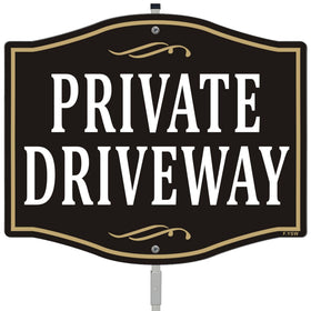 Simkha private driveway sign with 35-inch stake for high visibility.