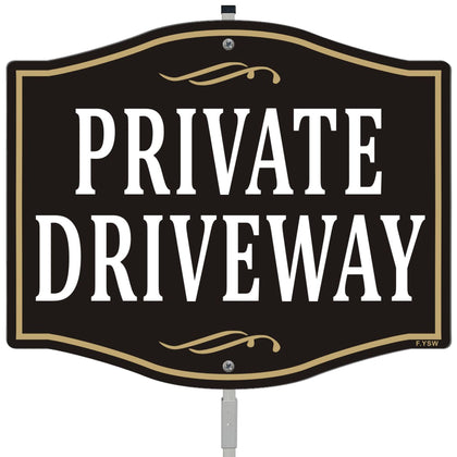 Simkha private driveway sign with 35-inch stake for high visibility.
