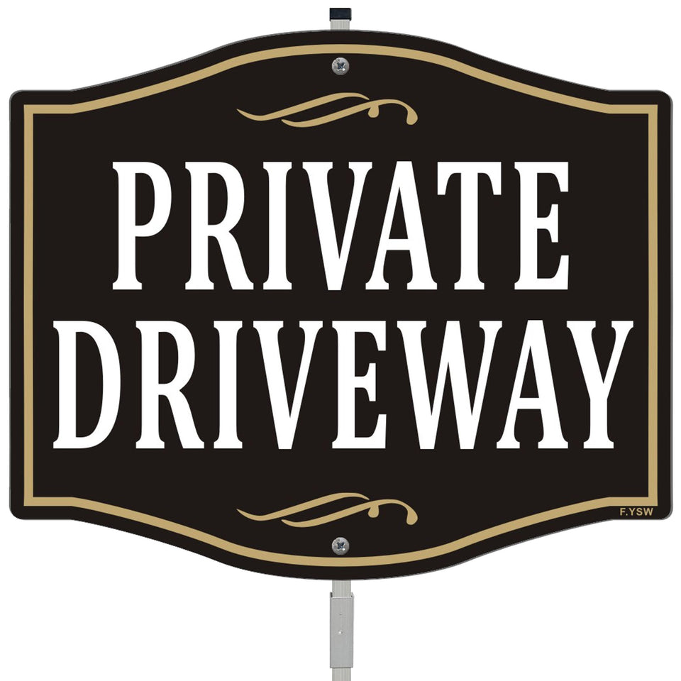 Simkha private driveway sign with 35-inch stake for high visibility.