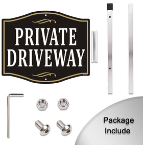 Simkha property sign on aluminum safeguards boundaries.