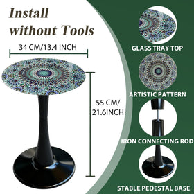 Simmer Stone printed glass top brings Bohemian Moroccan flair.