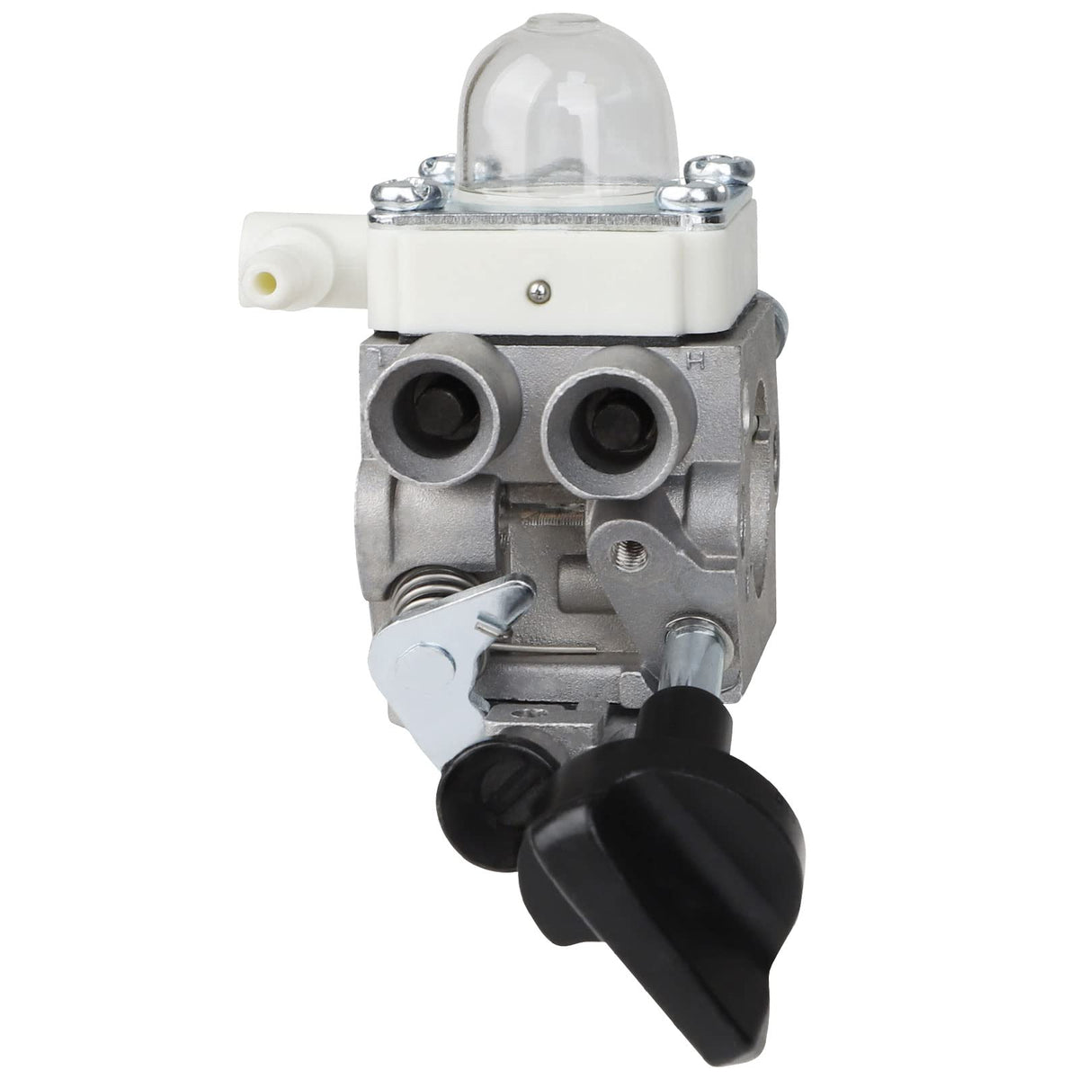 SIMPERAC BG56 carburetor close-up with spark plug and primer bulb kit