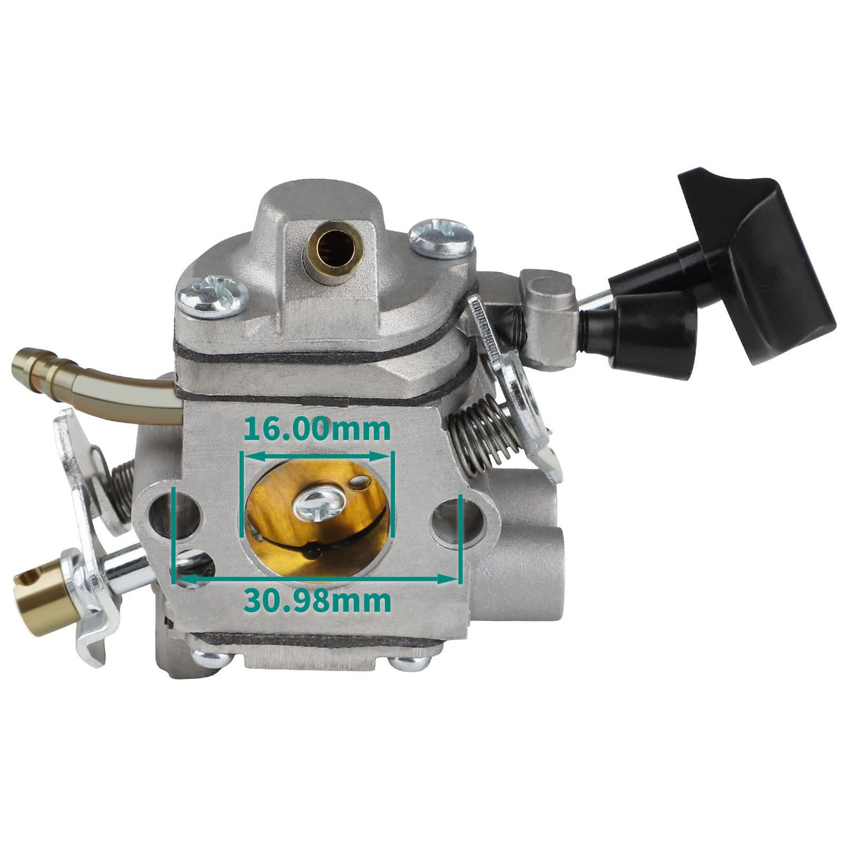 SIMPERAC BR600 carburetor close-up showing precision machining and durable build.