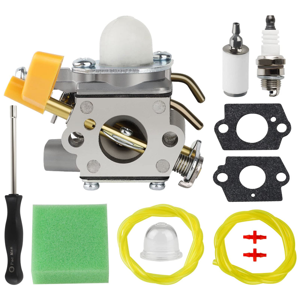 Simperac carburetor front view for Ryobi CS26 showing engine compatibility and clean lines
