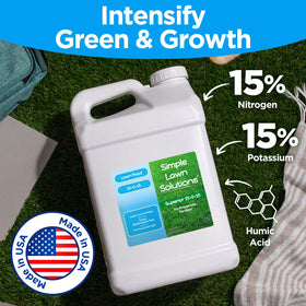 Phosphate-free formula label highlights safe lawn nutrition from Simple Lawn Solutions.