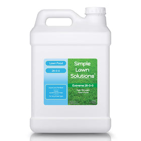 Simple Lawn Solutions 28-0-0 bottle pour delivers quick nutrients for a greener, thicker lawn