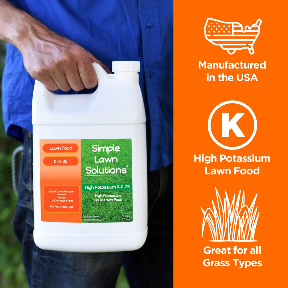 Simple Lawn Solutions any-grass-type compatibility graphic showing universal lawn readiness