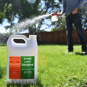 Simple Lawn Solutions concentrated formula bottle close-up hints strong potency