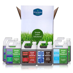 Simple Lawn Solutions Lawn Essentials Bundle Box with six items for a lush, even lawn.