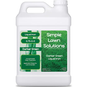Simple Lawn Solutions Liquid Iron bottle pour for easy lawn color improvement.