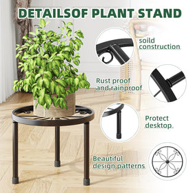 Anti-rust coated plant stand with floor pads protecting surfaces