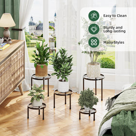 Versatile five-pack plant stands for indoor, balcony, patio, garden, or office decor