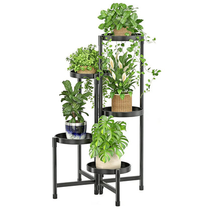 Simple Trending plant stand with rotating trays, angle view showing sun access for plants