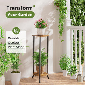 Simple Trending iron tubing with wood planks provides durable outdoor-ready support