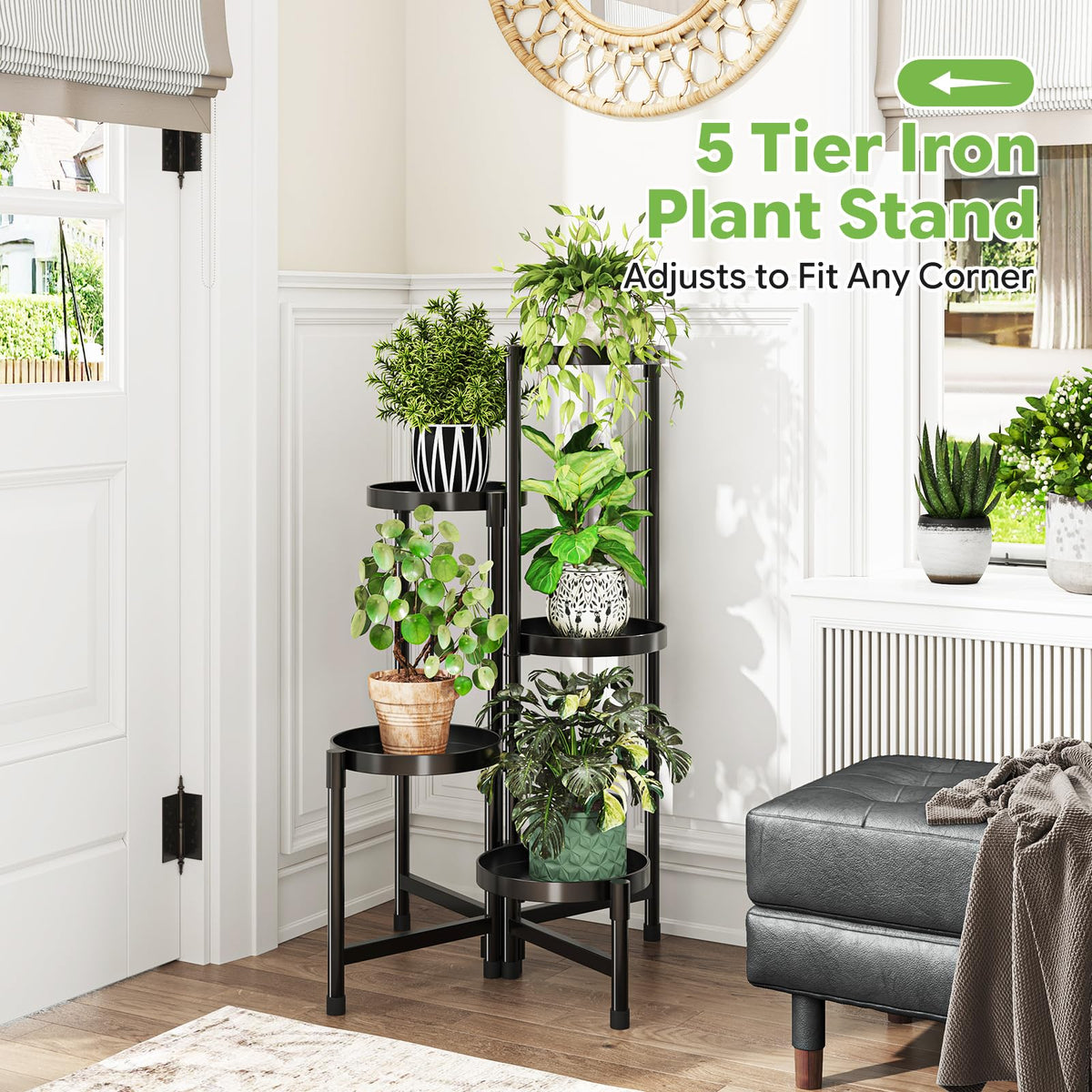 Simple Trending plant stand rotating trays close-up showing 7.5 inch diameter