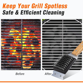 Safe for porcelain, cast iron, and stainless steel grates.