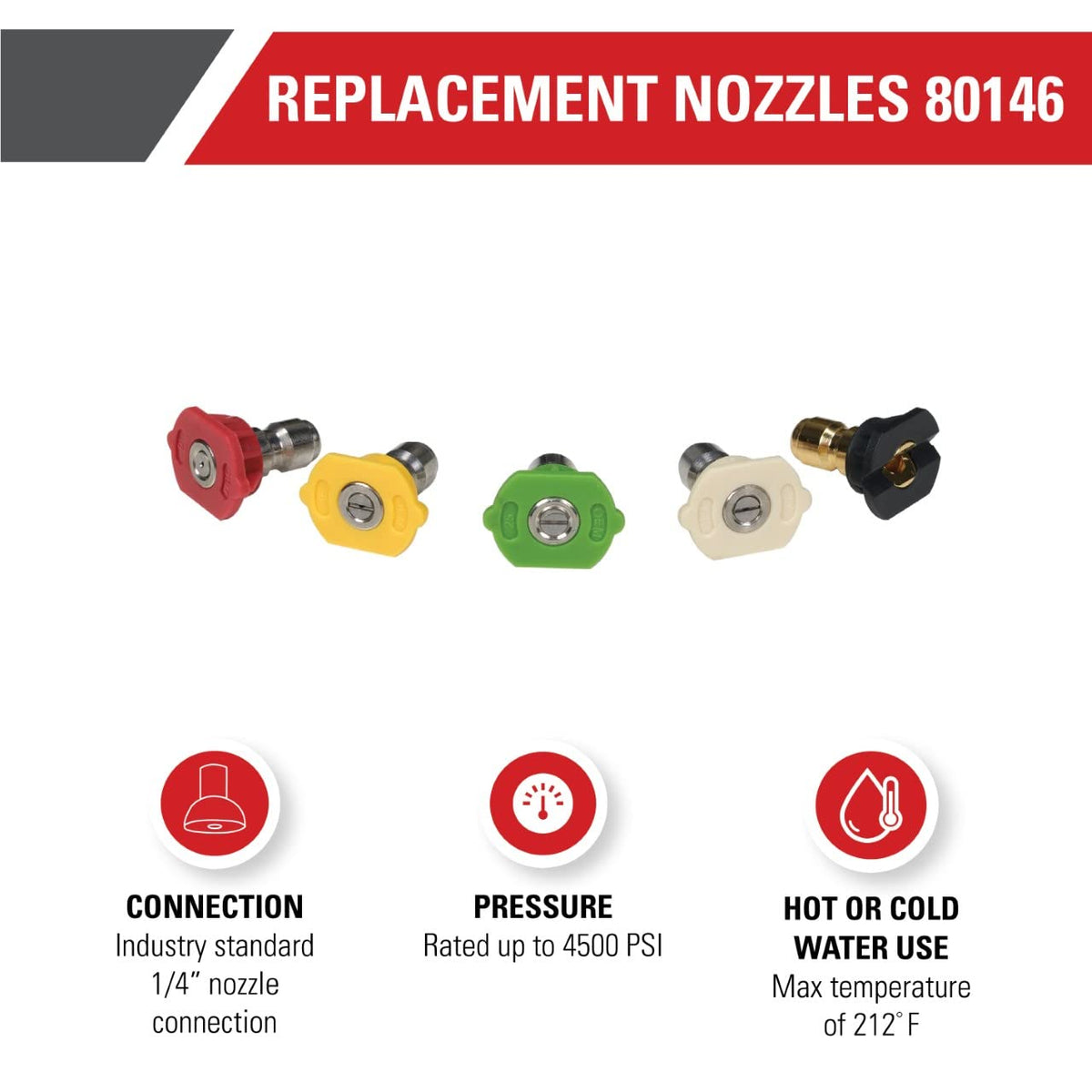 SIMPSON 4500 PSI yellow 15-degree nozzle for heavy-duty cleaning and stubborn stains.