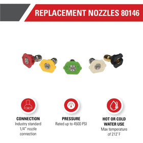 SIMPSON 4500 PSI yellow 15-degree nozzle for heavy-duty cleaning and stubborn stains.