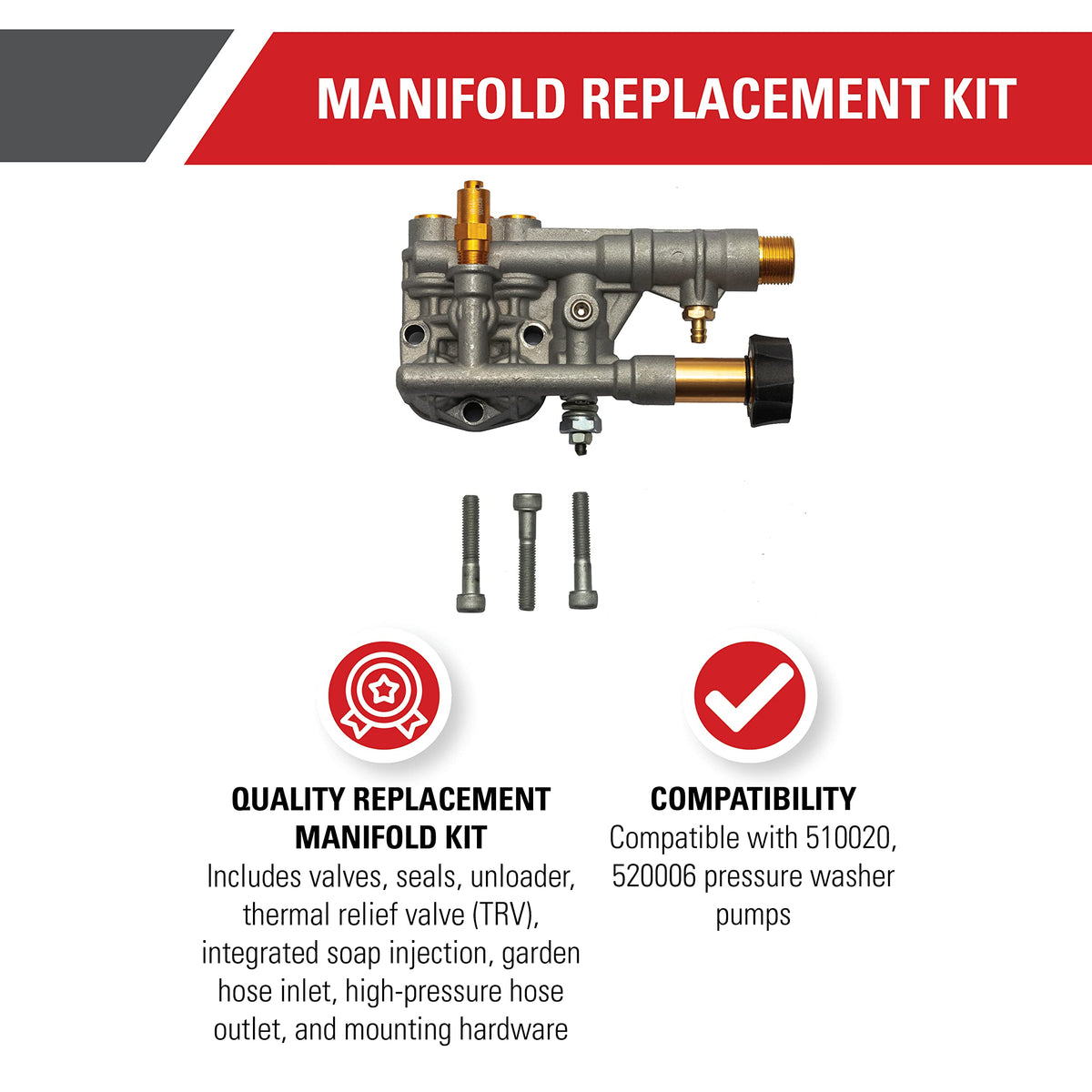 Simpson pump manifold components laid out for quick installation.
