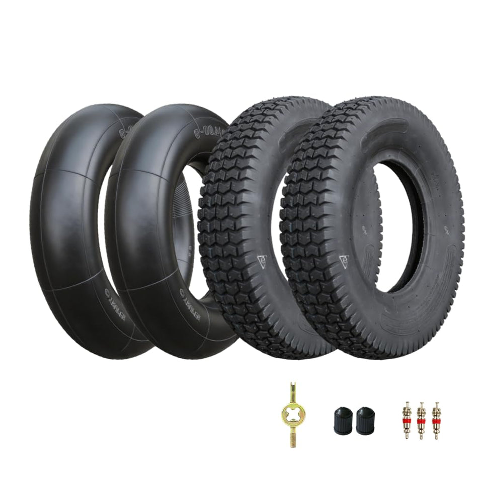 Sinadylon 2-pack outer tire 16x4-8 with turf tread for lawn-friendly grip