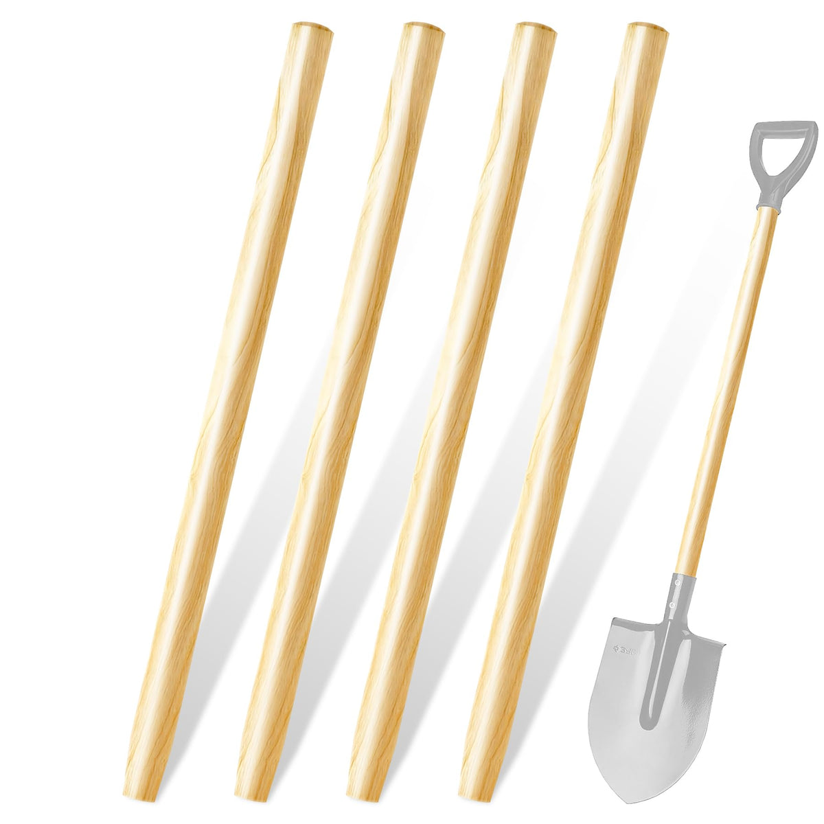 SINBDLAI wooden shovel handle 47-inch ash wood for sturdy garden tasks.
