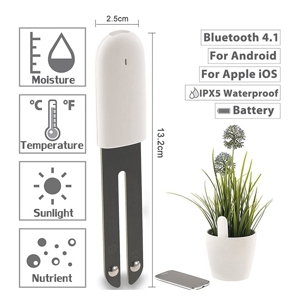 Sinbeda 4-in-1 soil moisture meter back view with battery area