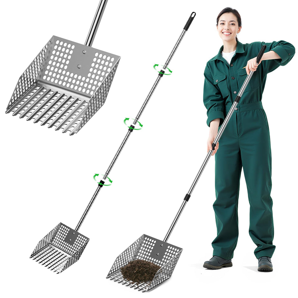 Sindarhor long-handle scoop and rake for easier coop cleaning.