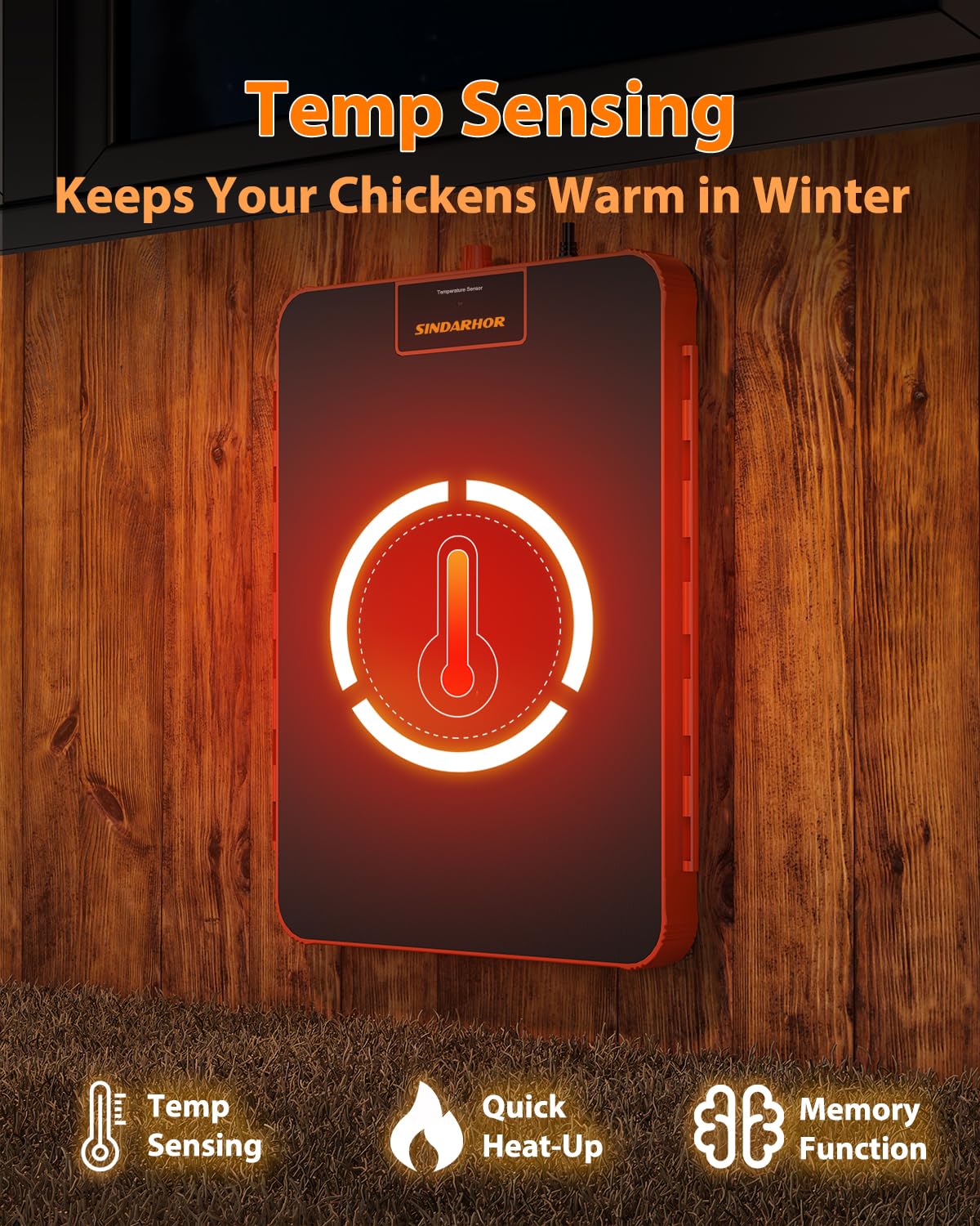 Sindarhor smart temperature display shows real-time ambient temperature for precise heating.