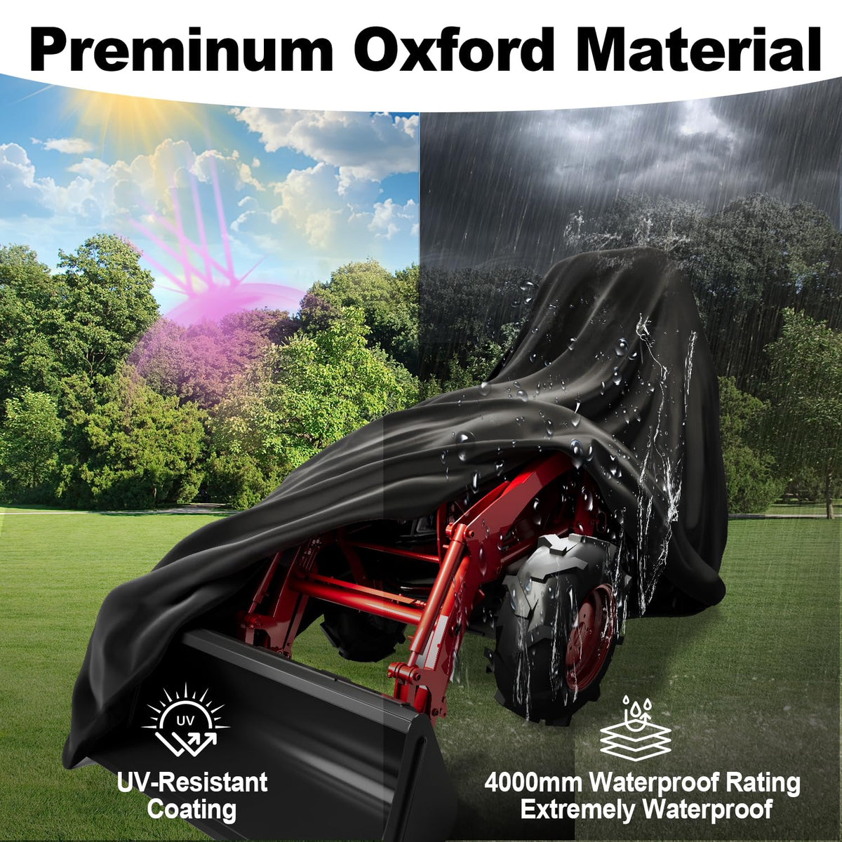 Singdur tractor cover fits size 189 by 76 by 86 inches for broad compatibility.