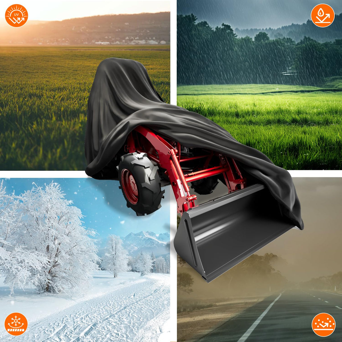 Singdur tractor cover universal fit for most compact utility tractors.