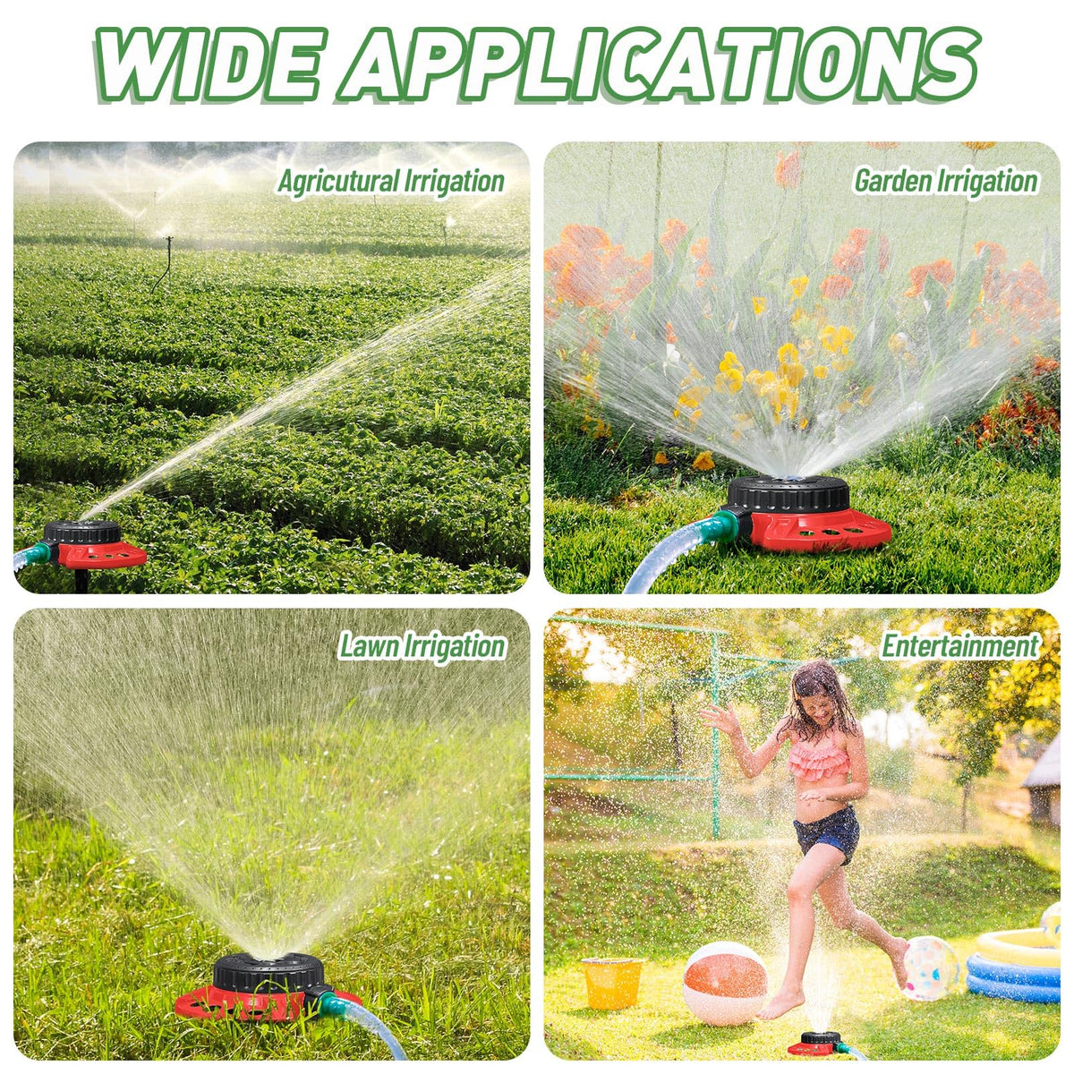 Singhoow sprinkler covers up to 538.2 sq ft for small gardens.