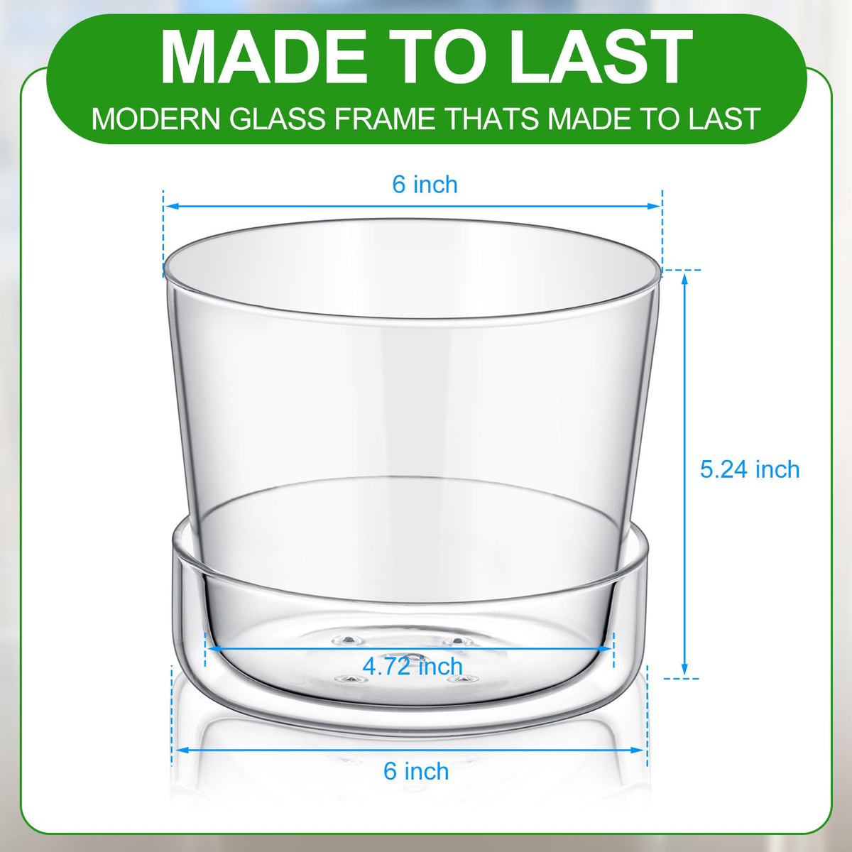 Singhoow clear glass planter with saucer for clean surfaces