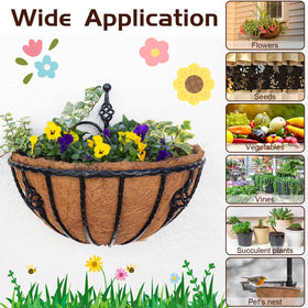 Singhoow half-circle coco liner for hanging baskets supports root health and tidy presentation.