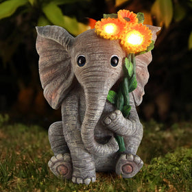 Sinhra baby elephant sunflower decor for porch or yard.
