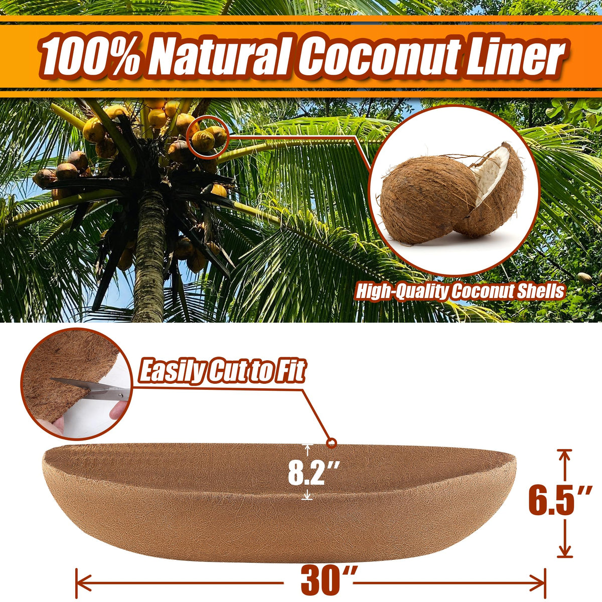 Sinimaka Coco Liners, 3-pack, keep soil in place for neat window box displays.