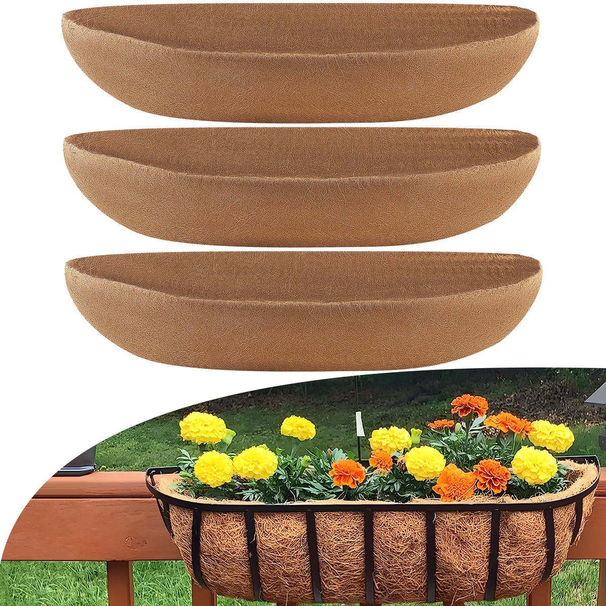 Sinimaka Coco Liners for 30-inch troughs improve airflow and drainage.