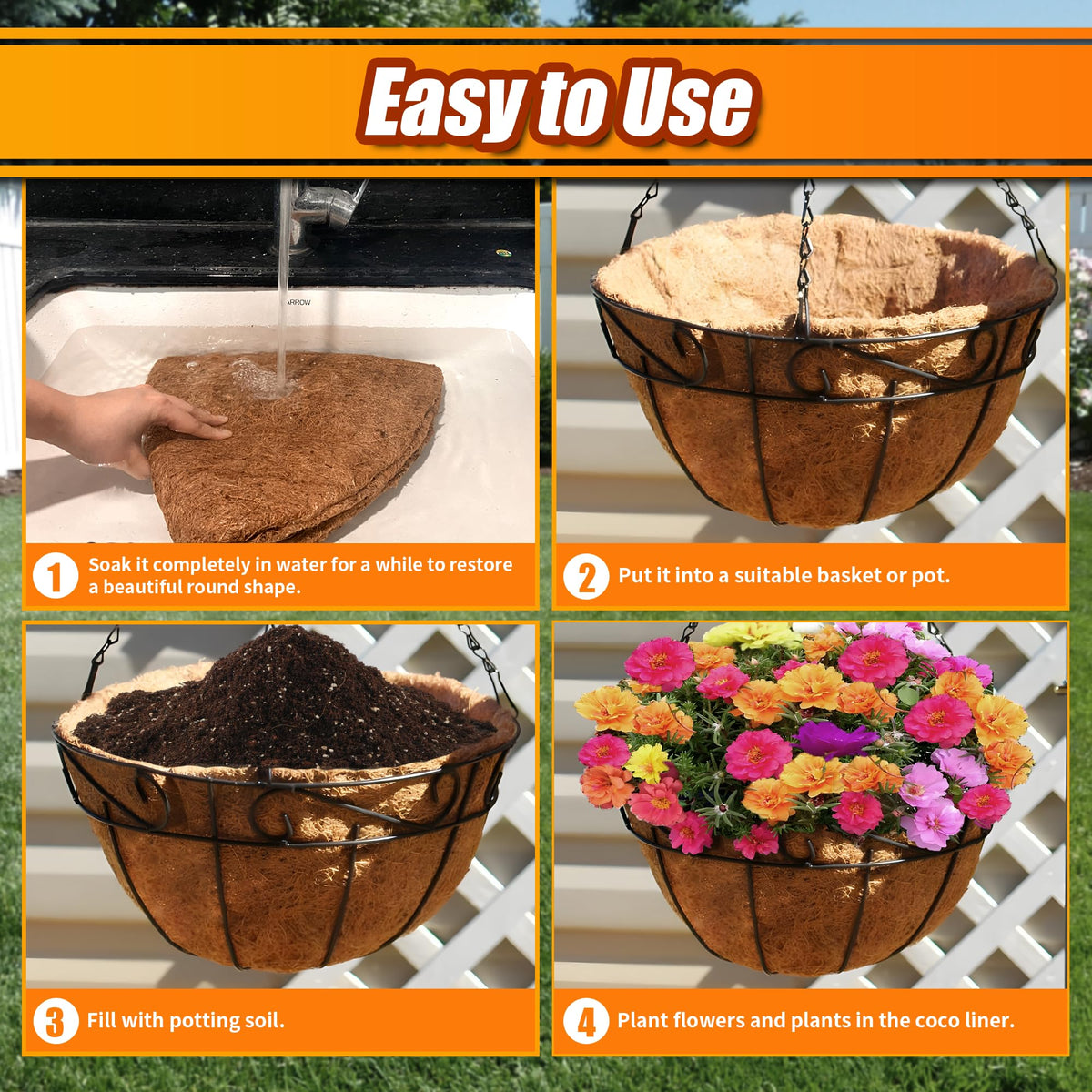 Sinimaka easy install coco liner adapts to various planter sizes.