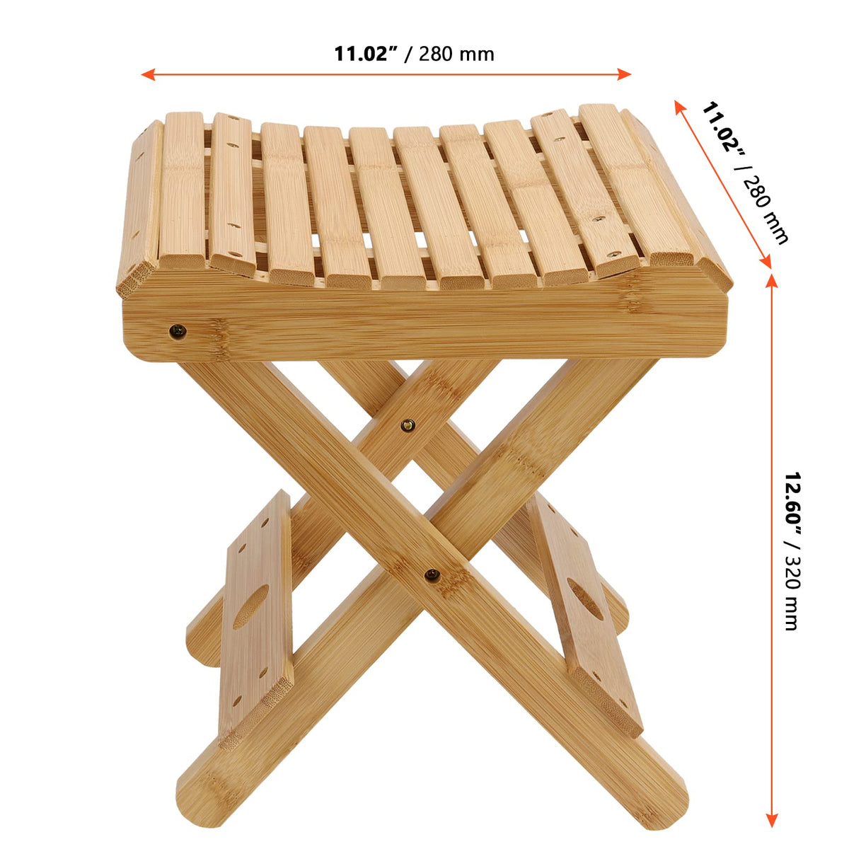 SINJEUN natural bamboo shower stool offers durable, splinter-free seating in wet environments