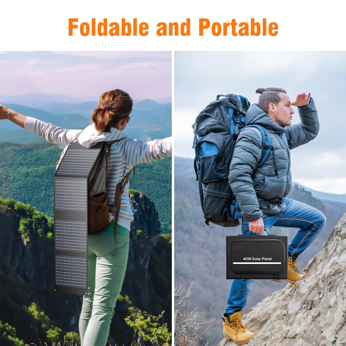SinKeu 40W foldable solar panel open, ready to charge outdoors.