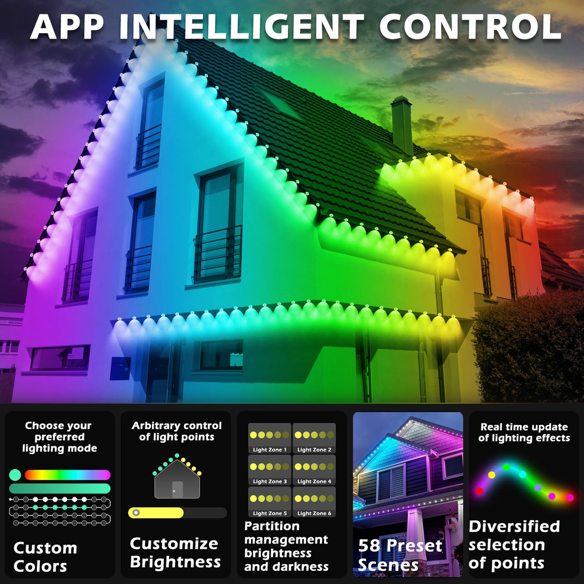 SINLEY app control lets you choose scenes and colors from your phone.
