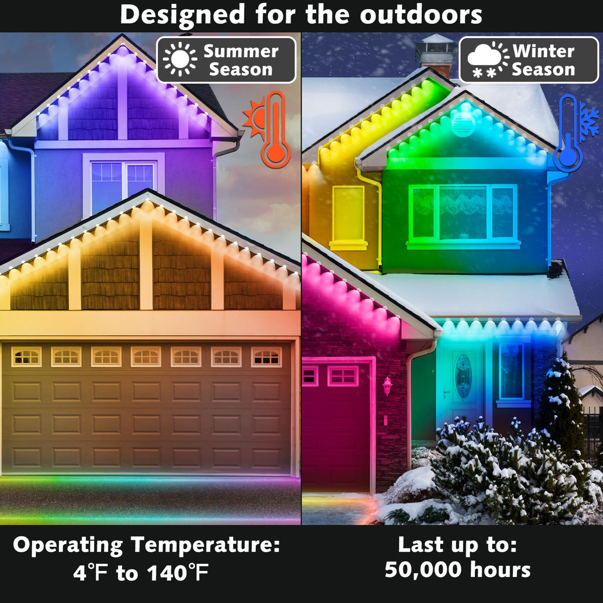 SINLEY 400FT setup enhances rooflines, walls, and gardens with flexible ambience.