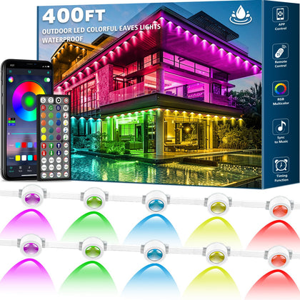 SINLEY 400FT outdoor RGB lights provide a vivid wall-wash for exterior surfaces.
