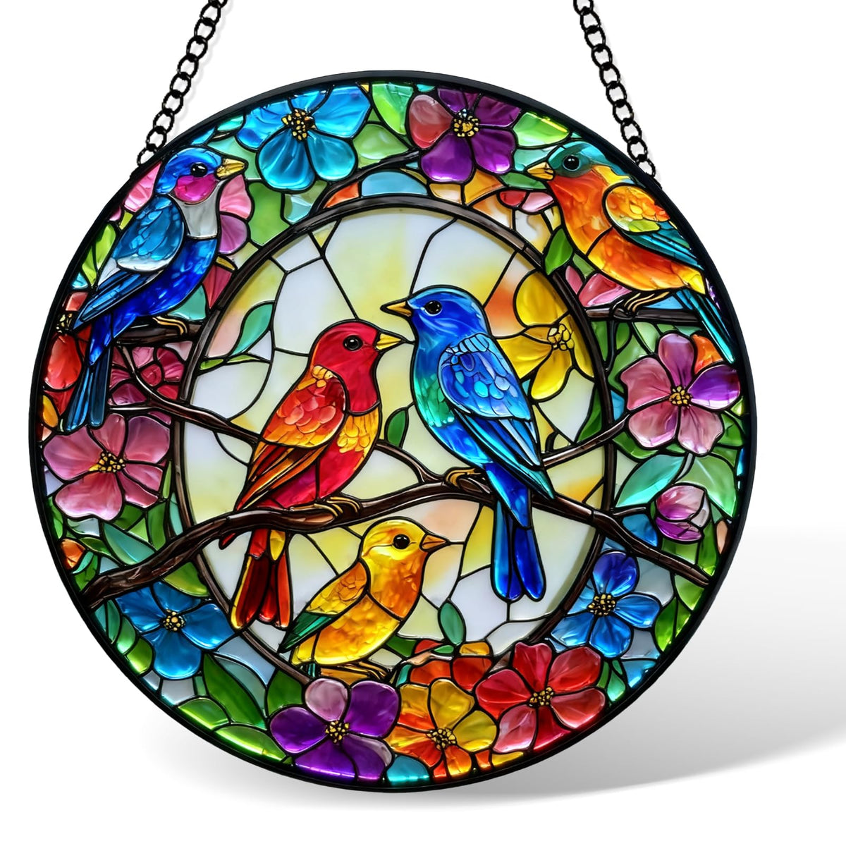 Sino Salected stained glass bird suncatcher brightens sunlit windows with vibrant color