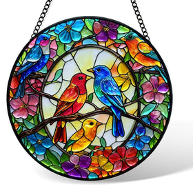 Sino Salected stained glass bird suncatcher brightens sunlit windows with vibrant color