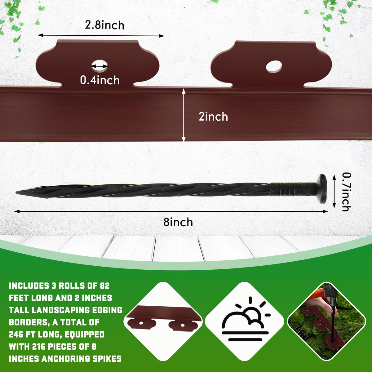 Sintuff 2-inch tall lawn border defining garden beds and pathways.